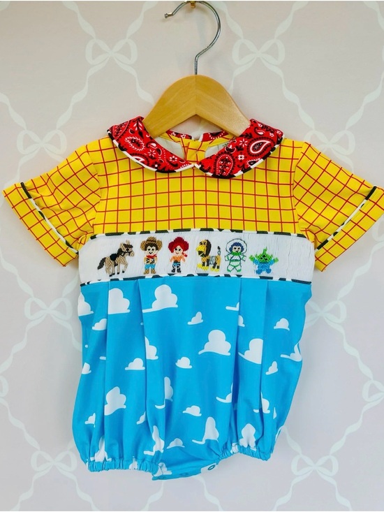 Other - Toy Story Inspired Baby Romper - Yellow, Red, Blue the posh piglet